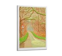 CKJenjBKm David Hockney The Arrival of Spring Beige Wall Art Posters Aesthetic Canvas Wall Art Print Home Decor for Bedroom Living Room12x18inch(30x45cm) Frame-style