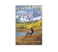 CKJenjBKm Estes Park Colorado Retro Travel Posters Aesthetic Canvas Wall Art Print Home Decor for Bedroom Living Room12x18inch(30x45cm) Unframe-style
