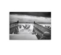CKJenjBKm WWII War Us Landing Ships Omaha Beach D-day 1944 Photo Art Print Beige Wall Art Posters Aesthetic Canvas Wall Art Print Home Decor for Bedroom Living Room20x30inch(50x75cm) Unframe-style