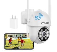 CKK 2K Outdoor Security Cameras, 2.4G/5G Wireless Security Camera, Wired Power, 360PTZ, Motion Detection, Color Night Vision, Two-Way Talk, Waterproof