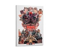 ckklik Anime Art Print Japanese Culture Poster Ninja Theme Wall Decor Character Collage Unique Artwork for Home Manga Inspired Design Gift for Fans Gift 24x36inch Framed