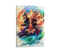 ckklik Anime Art Print One Piece Poster Luffy And Crew Wall Decor Colorful Fantasy Artwork Manga Illustration for Home Living Room Bedroom Unique Gift Idea Gift 20x30inch Framed