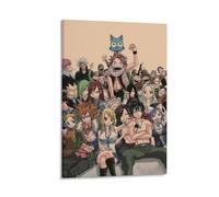 ckklik Anime Character Poster Fairy Tail Group Print Wall Art Decor for Fans Manga Artwork Colorful Illustration Home Decoration Unique Gift Idea for Collectors Gift 12x18inch Framed