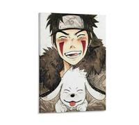 ckklik Anime Character Smiling with Dog Poster Cute Animal Art Print Wall Decor for Home Cartoon Style Illustration Gift for Fans Unique Art Living Room Gift 24x36inch Framed