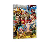 ckklik Anime Pirate Crew Poster Colorful Wall Art Print Adventure Themed Decor Manga Character Illustration Unique Gift for Fans Home Decoration Vibrant Artwork Gift 24x36inch Framed