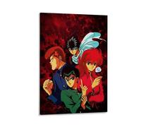 ckklik Anime Poster Print Japanese Manga Wall Art Yu Yu Hakusho Characters Vintage Style Artwork Home Decor for Fans Collectible Prints Unique Gift Idea Gift 20x30inch Framed