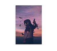 ckklik Anime Poster - Warrior with Sword Sunset Background Birds in Flight Wall Art for Home Decor Unique Artwork Manga Inspired Print Gift for Fans Gift 20x30inch Unframed
