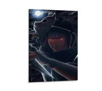 ckklik Anime Wall Art Poster - Ninja Art Print Dark Fantasy Illustration Manga Character Decor Unique Home Decor Gift for Anime Lovers Wall for Bedroom Gift 20x30inch Framed