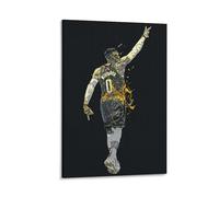 ckklik Basketball Player Poster Abstract Sports Art Print Wall Decor for Home Or Office Unique Gift Idea for Sports Fans Modern Art Living Room Yellow Splash Design Gift 16x24inch Framed