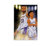 ckklik Basketball Poster Art Sports Wall Decor LeBron James And Young Player Illustration Lakers And Blazers Theme Unique Gifts for Fans Home Office Decoration Gift 08x12inch Unframed