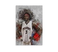 ckklik Basketball Wall Art Print Detroit Pistons Player Poster Sports Decor for Home Unique Gift for Fans Retro Style Artwork Colorful Athletic Illustration Game Day Decor Gift 24x36inch Unframed