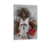 ckklik Basketball Wall Art Print Detroit Pistons Player Poster Sports Decor for Home Unique Gift for Fans Retro Style Artwork Colorful Athletic Illustration Game Day Decor Gift 24x36inch Framed