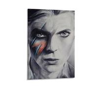 ckklik David Bowie Art Print Iconic Music Legend Poster Retro Wall Decor Unique Home Decoration Vintage Style Artwork Musician Tribute Creative Gift Idea for Fans Gift 20x30inch Framed
