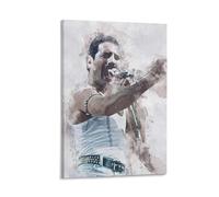 ckklik Freddie Mercury Poster Art Watercolor Print Music Legend Wall Decor Iconic Singer Artwork Vintage Style Home Decoration Unique Gift for Music Lovers Modern Aesthetic Gift 08x12inch Framed