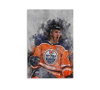 ckklik Hockey Player Art Print Abstract Watercolor Sports Poster Edmonton Oilers Fan Decor Unique Wall Art for Home NHL Team Gift Sport Enthusiast Artwork Modern Design Gift 20x30inch Unframed