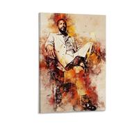 ckklik Marvin Gaye Art Print Vintage Music Poster Abstract Wall Decor Soul Legend Artwork 1970s Style Home Decoration Colorful Canvas Design Unique Gift Idea for Music Lovers Gift 16x24inch Framed