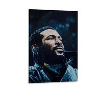 ckklik Marvin Gaye Poster Art Music Legend Print Iconic Portrait Wall Decor Soul Music Artwork Vintage Style Home Decoration Gift for Lovers 70s Aesthetic Gift 24x36inch Framed