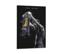 ckklik Messi Poster Art The King Wall Print Football Decor for Sports Fans Unique Gift for Soccer Lovers Modern Home Decoration Inspirational Sports Artwork Gift 20x30inch Framed