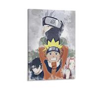 ckklik Naruto Poster Art - Anime Wall Print Featuring Naruto Sasuke Sakura Kakashi - Manga Decor for Kids Room Bedroom Living Room Unique Gift for Fans And Collectors Gift 12x18inch Framed