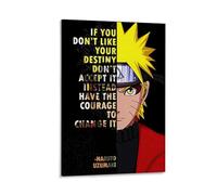 ckklik Naruto Poster Art - Inspirational Quote Wall Print - Change Your Destiny Motivational Decor Anime Character Illustration Unique Home Kitchen Wall Art for Fans Gift 08x12inch Framed