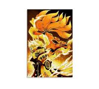 ckklik Naruto Poster Art Nine-Tails Fox Print Anime Wall Decor Manga Artwork Japanese Culture Poster Fire Element Art Unique Gift for Fans Home Decoration Gift 16x24inch Unframed