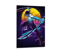 ckklik Ninja Wall Art Poster Retro Japanese Samurai Print Colorful Urban Artwork Modern Home Decor Stylish Graphic Design for Living Room Bedroom Unique Gift Idea Gift 16x24inch Framed