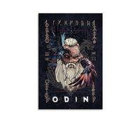 ckklik Odin Wall Art Poster Norse Mythology Print Scandinavian Decor Raven Artwork Viking Home Decoration Unique Gift for Fans Fantasy Art Mythical Beings Gift 20x30inch Unframed