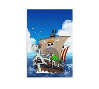 ckklik One Piece Pirate Ship Poster Anime Wall Art Print Luffy Sailing Adventure Nautical Themed Decor Unique Gift for Fans Colorful Ocean Scene Cartoon Character Artwork Gift 16x24inch Unframed