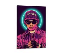 ckklik Urban Street Art Poster Retro Hip Hop Wall Art Colorful Music Legend Print Vintage Style Home Décor Iconic Rapper Artwork for Living Room Bedroom Office Decoration Gift 08x12inch Framed