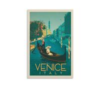 ckklik Venice Italy Poster Art Print Vintage Canal Scene Wall Decor Gondola Ride Artwork Travel Destination Home Decoration Italian City Landscape Retro Style Design Gift 12x18inch Unframed
