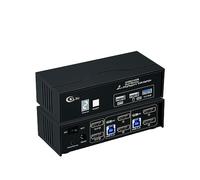 CKLau 2 Port Displayport 1.4 KVM Switch 2 Monitors with Cables and USB 3.0 Hub Supports 4096x2160@60Hz, 2560x1440@144Hz for 2 Computers 2 Monitors Sharing Keyboard Mouse Peripheral Device