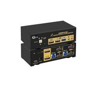 CKLau 2 Port USB 3.0 Dual Monitor KVM Switch Displayport 1.4, Display Port KVM Switch 2 Monitors with Audio and Cables Support 4K@144Hz, 8K@30Hz