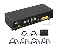 CKLau 4 Port 450MHz USB Auto VGA KVM Switch with Audio and Cables, Monitor Switch for Multiple Computers Support Windows, Linux, Mac, Debian, Ubuntu, Fedora, Raspbian, Ubuntu