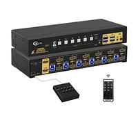 CKLau 6 Port Rack Mount HDMI KVM Switch Dual Monitor 4K60Hz with Audio, 2 pcs USB 3.0 Hub, and Cables for 6 Computers 2 Monitors Supports IR Wireless, Hotkey, Manual, Wired Remote Switching