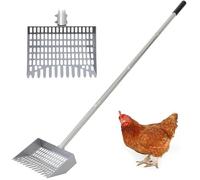 CKLT Chicken Poop Scooper Sturdy Spring Steel Chicken Coop Scoop Heavy Duty 38 to 66" Adjustable Sifting Shovel for Chicken Coop with Long Stainless Steel and Rubber Handle