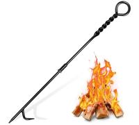 CKLT Fire Poker for Fire Pit, 26inch Twisted Rope Design Fireplace Poker, Removable and Portable Fire Pit Accessories, Heavy Duty Solid Steel Fireplace Camping Fire Tool, Rust-Resistant Black Finish