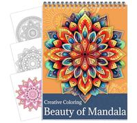 CKMOREL Spiral Bound Adult Coloring Book, Mandala Coloring Book for Adults, Thick Paper, 24 Pages, Single-Sided, Mindfulness Gift for Women