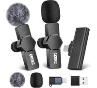 CKOKC Wireless Lavalier Microphone for iPhone - Android Computer, Mini Microphone with Windscreens & Pop Filters for Live Streaming, Video Recording, Interviews, YouTube, TikTok, Vlog