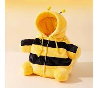 CKryzillix Cat Puppy Plush Outing Backpack, Pet Costume Winter Warm Cute Bear Bee Design Anti-Escape Bag Adjustable Crossbody Strap & Hood for Kitten Small Dog(Bee,M)