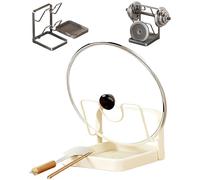 CKryzillix Pot lid holder, Kitchen Pot Lid Storage Rack, 304 Stainless Steel Holder While Cooking, Organizer, The Removable Drip Tray Prevents Messes-for Busy Moments(Khaki,Single Layer)