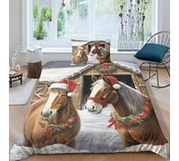 CKSEKD Little Thumbelina Horsess Duvet Cover Set Soft Microfiber Bedding Set Breathable X-mas Quilt Cover with Hidden Zipper Closure And Comforter Cover Sheet Pillowcase Single（135x200cm）