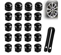 CKUO 20PCS 17mm Black Wheel Nut Covers with Removal Tool | 16 Standard + 4 Locking Car Bolt Caps, Universal Push Fit Protection for Most Vehicles