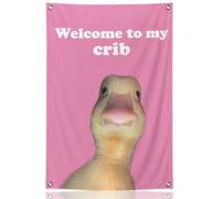 CKUO Funny Duck Tapestry Wall Art Welcome to My Crib Flag for College Dorm Room Decor Festival Outdoor Activities 23x35 inch