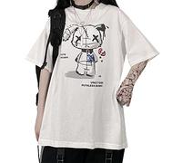 CKurityn Women Grunge T Shirt Gothic Bear Tops Print Harajuku Korean Comic Y2KClothes White