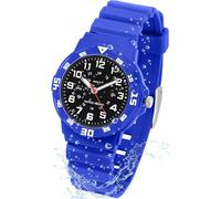 CKV Kids Analog Watches for Girls Boys Children Watches with Luminous Easy to Read Learning Time, Soft Band, 30M Waterproof Child Watch, Great Birthday Gifts for Ages 3-12 Kids, Blue - Black Face