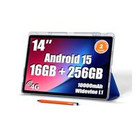 Ckypad Android 15 Tablet,14 Inch Large Screen Tablets,16GB RAM+256GB ROM,Octa-Core Gaming Tablet,10000mAh Battery,Reinforced Type-C Port,18W PD Charger,1200x1920 IPS FHD Display,4G LTE
