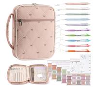 CKZLY Bible Cover Case for Women, Quilted Waterproof Church Tote Bag with Zipper Pocket, Bible Study Supplies, Christian Gifts for Girls, Bow Pattern(Pink)