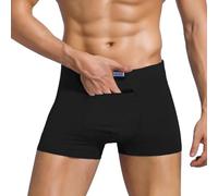 Ckzyrith Men's Pocket Boxer Shorts Briefs Underwear with Secret Stash Zip Pockets for Travel Carnival Safe Storage Pickpockets Proof, black, 3XL