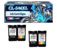 CL-546XL Ink Cartridges Compatible for Canon PIXMA MG2950 TS3151 MG3050 TS3350 iP1100 MG3051 TS3351 iP2850 MG3052 TS3352 TS3150 MG2900 Printers, With Chip Large Capacity 900 Pages (2 Set)