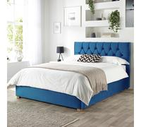 CL Boutique Velvet Superking Ottoman Bedframe - Navy